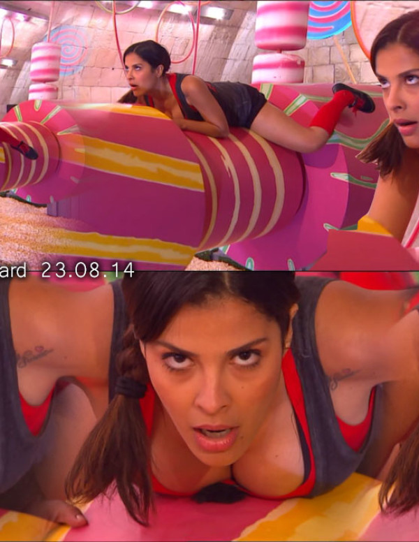 Gyselle Soares sexy dans les cylindres de Fort Boyard