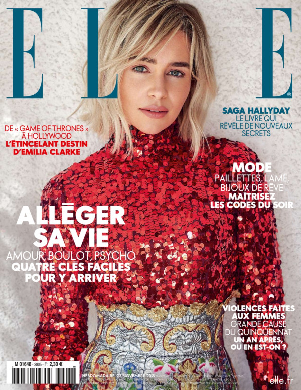 Emilia Clarke dans Elle - Novembre 2018