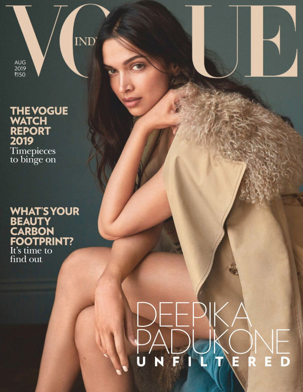 Deepika Padukone dans Vogue Magazine Inde, Août 2019
