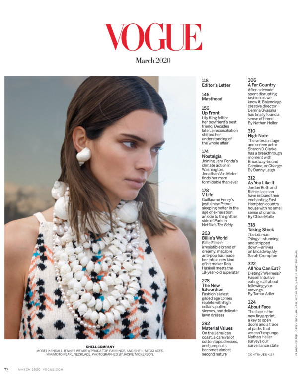 Kendall Jenner dans Vogue - Mars 2020