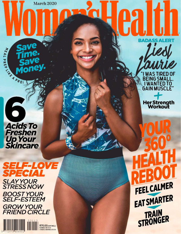 Liesl Laurie dans Women's Health magazine édition Afrique du Sud - Mars 2020 