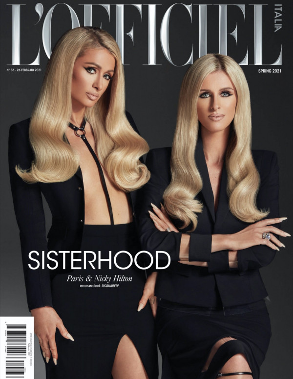 Paris et sa soeur Nicky Hilton dans L'Officiel Italie
