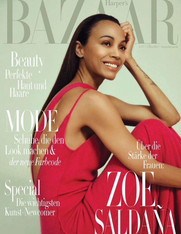 Zoe Saldana dans Harper's Bazaar magazine (Allemagne)