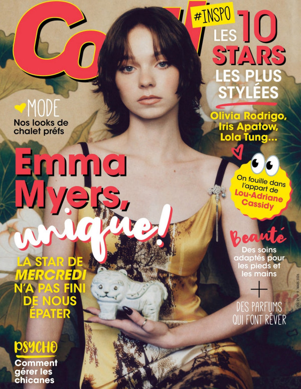 Emma Myers en couverture de Cool Canada, regard sage, robe piquante