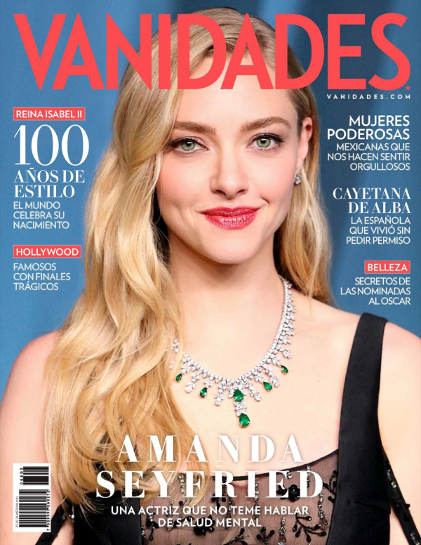Amanda Seyfried pose pour Vanidades Mexico, collier royal et calme incendiaire.