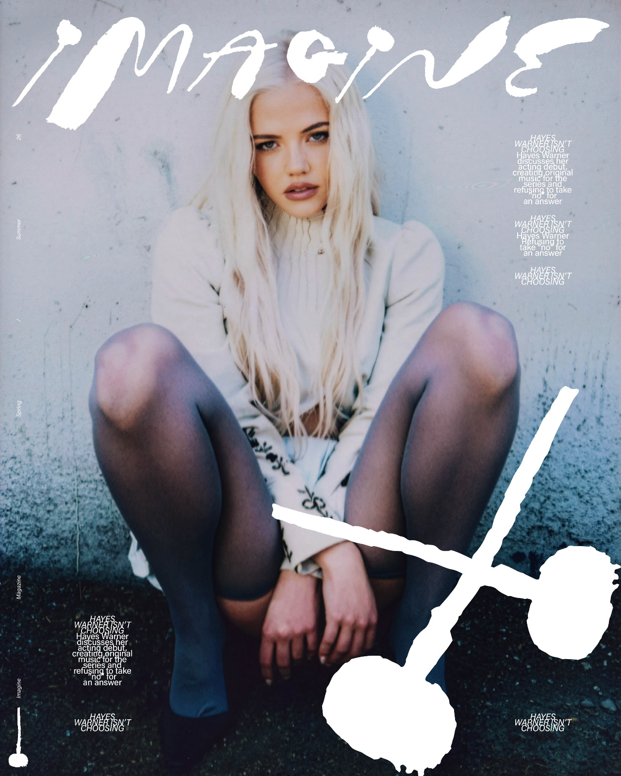 Hayes Warner pose en collants noirs pour IMAGINE Magazine