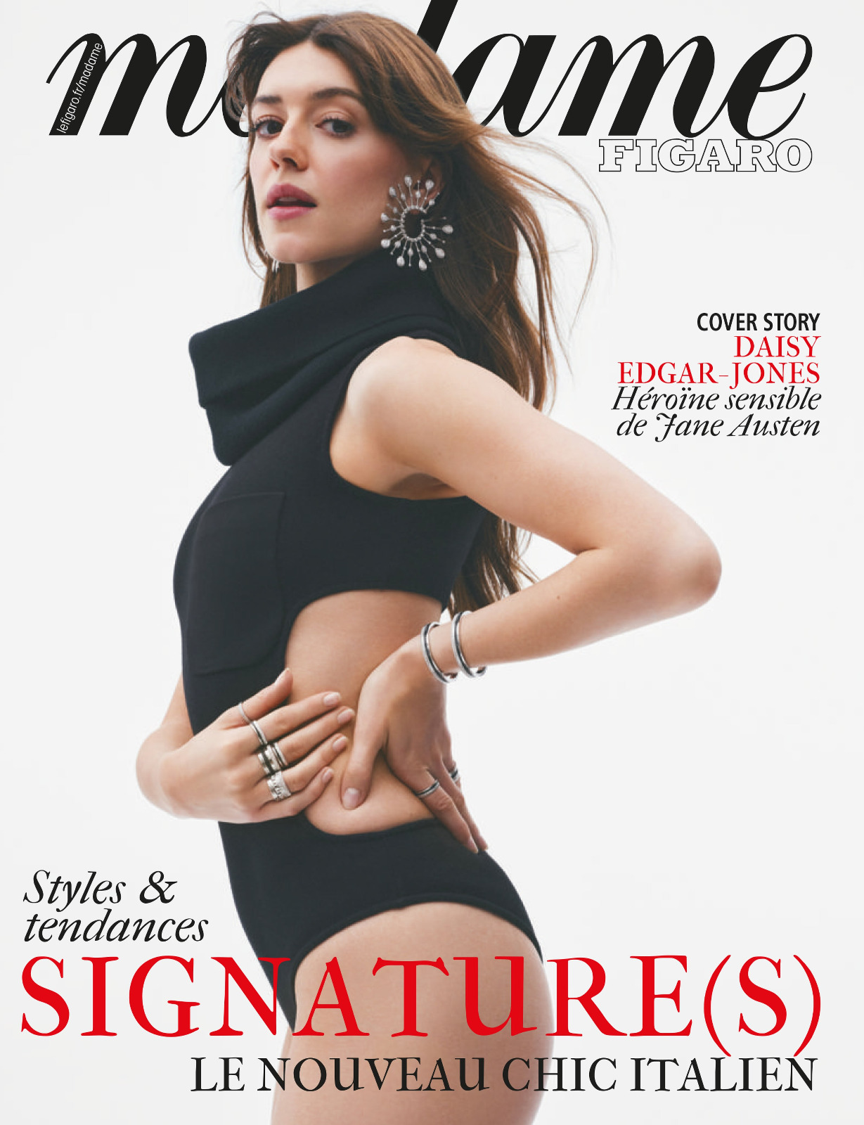 Daisy Edgar-Jones chez Madame Figaro, le noir découpe la silhouette