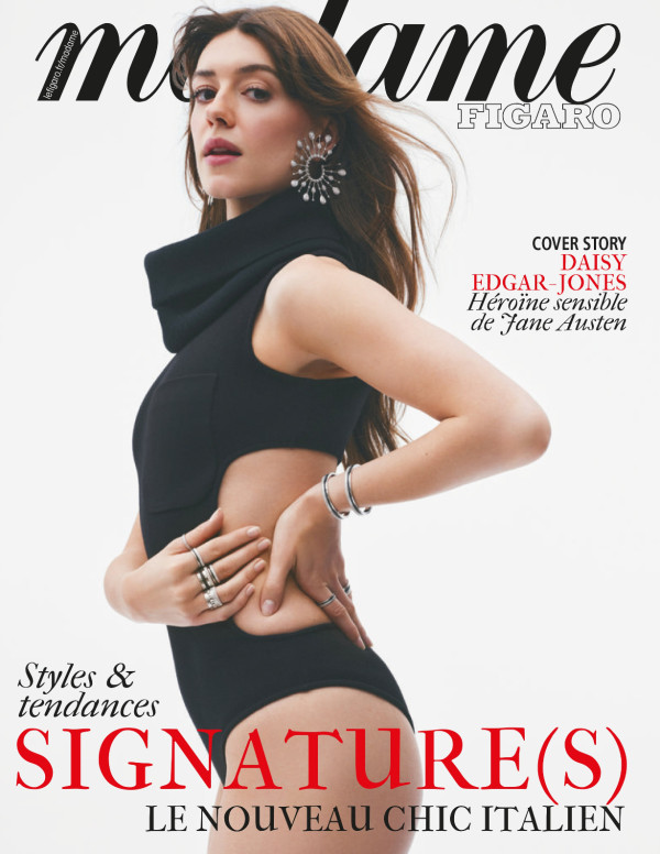 Daisy Edgar-Jones chez Madame Figaro, le noir découpe la silhouette